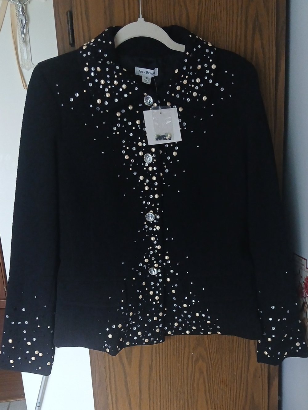 Joan Rivers Black Crystal-Embellished Blazer